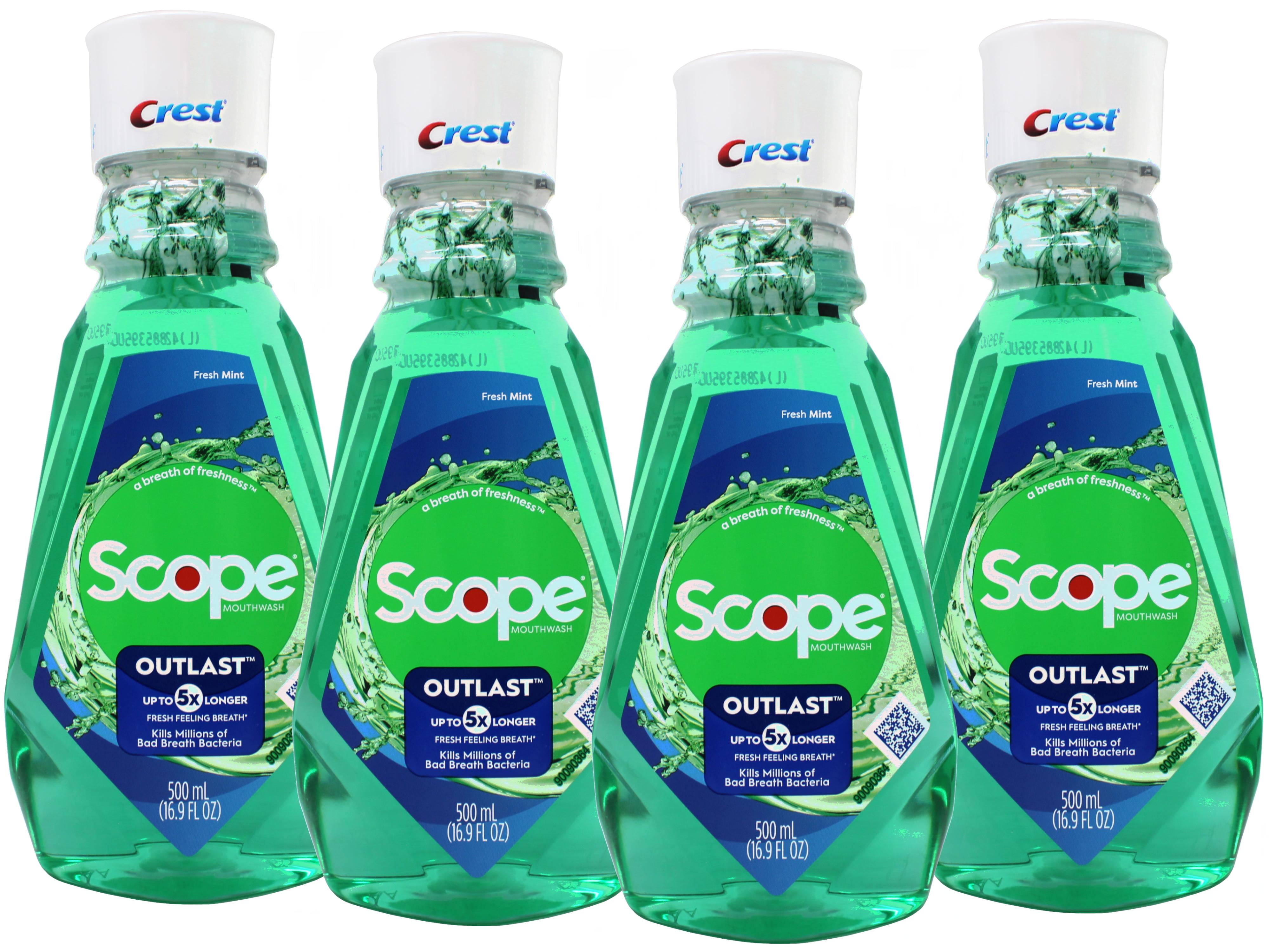 Crest Plus Scope Outlast Mouthwash, Mint 16.90 oz (Pack of 4)