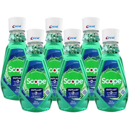 Crest Plus Scope Outlast Mouthwash, Mint 16.90 oz (Pack of 6)