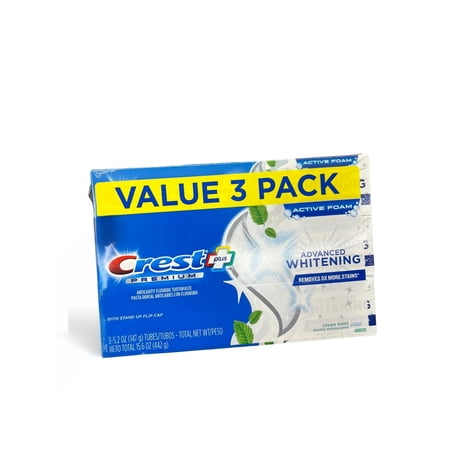 Crest Premium Plus Advanced Whitening Toothpaste, Mint, 5.2 oz, 3 Pk