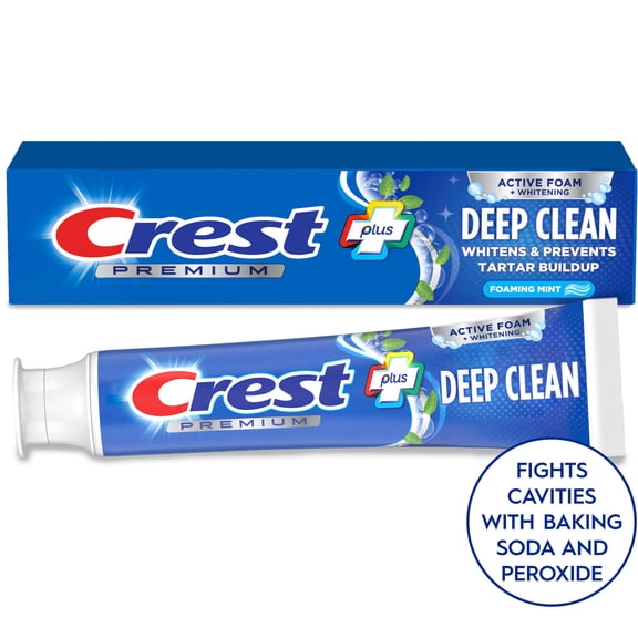 Crest Toothpaste, Premium Plus Deep Clean Toothpaste, Foaming Mint, 5.2 oz