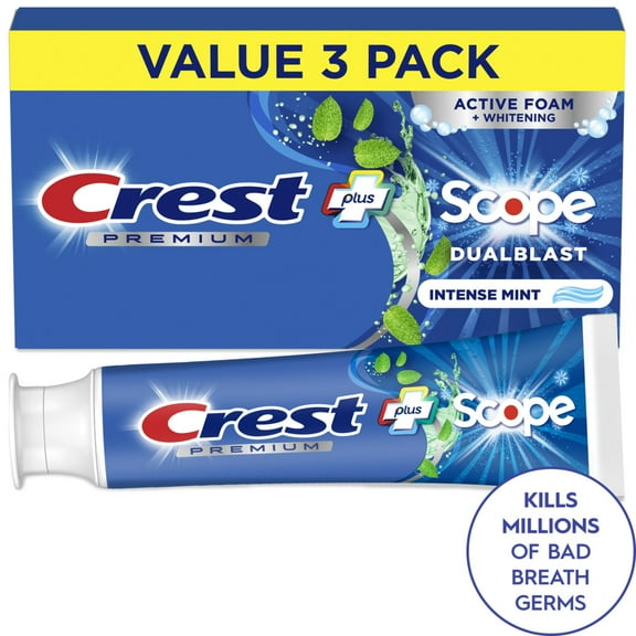 Crest Premium Plus Scope Dual Blast Toothpaste, Mint, 5.2 oz, 3 Pack