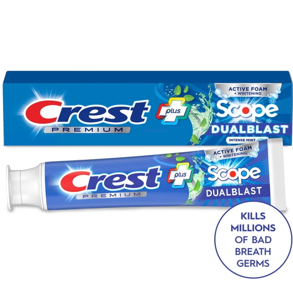 Crest Premium Plus Scope Dual Blast Toothpaste, Mint Flavor, 5.2 oz