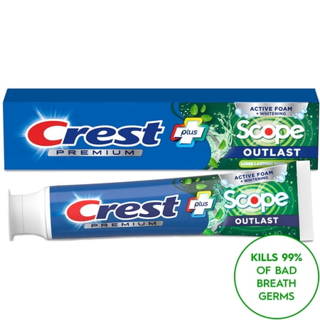 Crest Toothpaste, Premium Plus Scope Outlast Toothpaste, Long Lasting Mint Flavor 5.2 oz