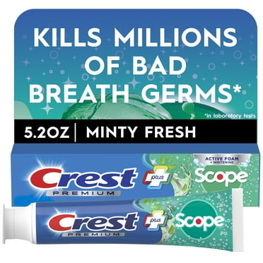 Crest Premium Plus Scope Toothpaste, Minty Fresh Flavor, 5.2 oz