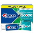thumbnail image 1 of Crest Premium Plus Scope Whitening Toothpaste with Mouthwash Stripes, Minty Fresh, 5.2 oz, 4 Pack, 1 of 9
