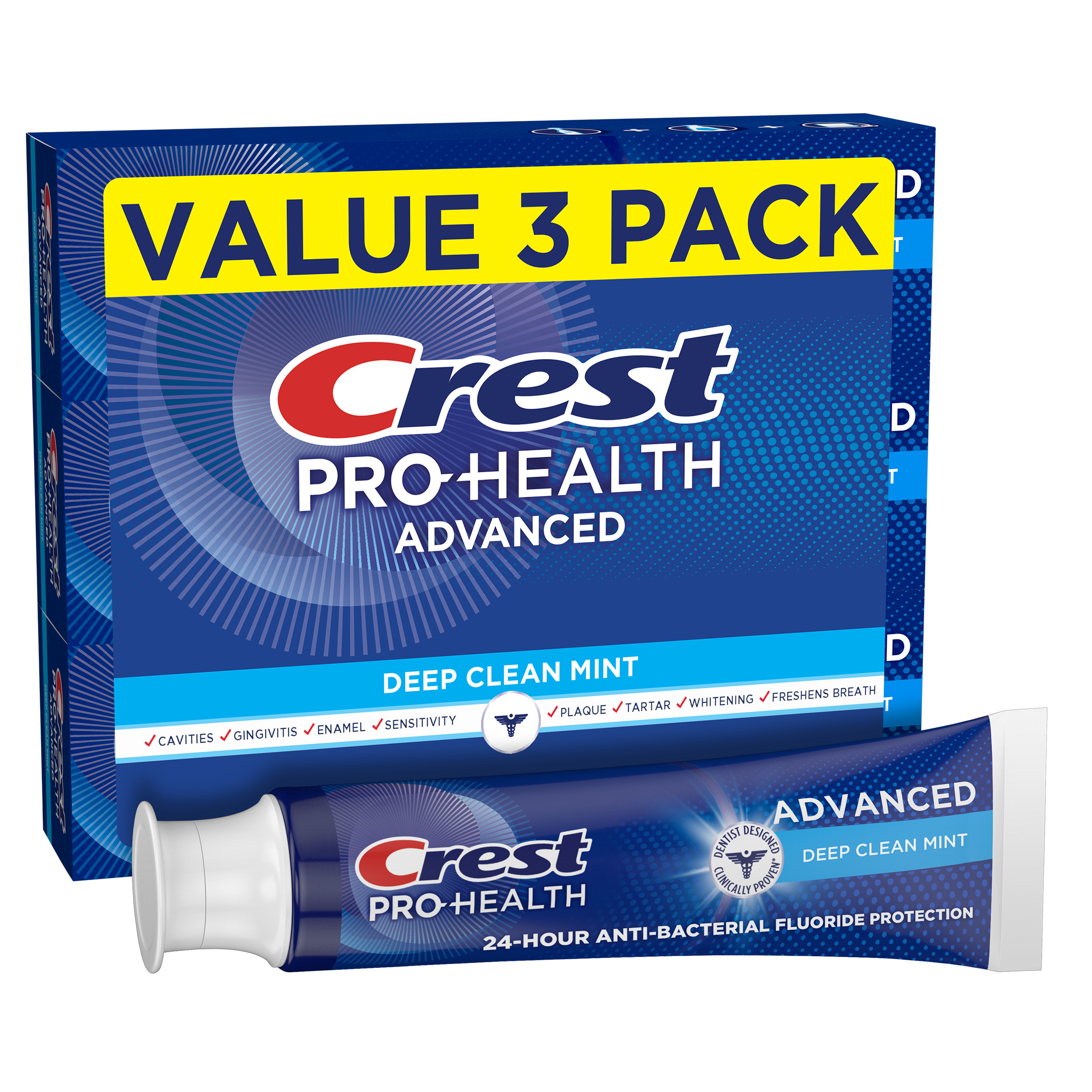 Crest Pro Health Advanced Deep Clean Toothpaste, Mint, 5.1 oz, 3 Pack - image 1 of 8