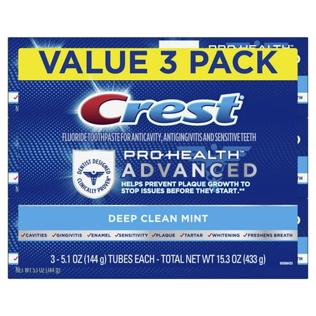 Crest Pro Health Advanced Deep Clean Toothpaste, Mint, 5.1 oz, 3 Pack