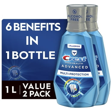 Crest Pro Health Advanced Multi-Protection Alcohol Free Mouthwash, 33.8 fl oz, Fresh Mint, 2 Pack