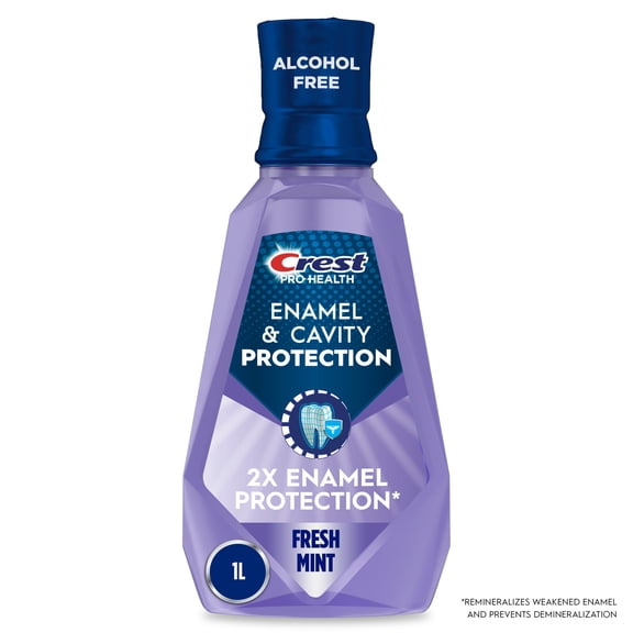 Crest Mouthwash Pro-Health Enamel & Cavity Protection, 6-in-1 benefits, Alcohol Free, Fresh Mint, 1 L (33.8 fl oz)