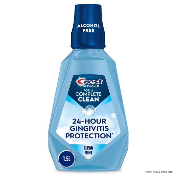 Crest Pro Health Alcohol Free Mouthwash, Clean Mint, 50.7 fl oz