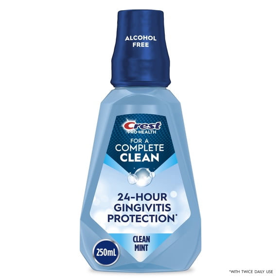 Crest Pro Health Alcohol Free Mouthwash, Clean Mint, 250 mL
