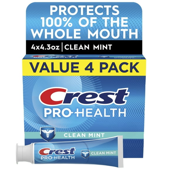 Crest Pro-Health Clean Mint Toothpaste, 4.3oz, 4 Pack