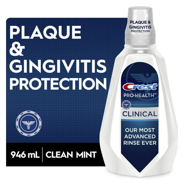 Crest Pro-Health Clinical Mouthwash/Mouth Rinse, Deep Clean Mint - 946 mL, Antigingivitis & Antiplaque, Alcohol Free