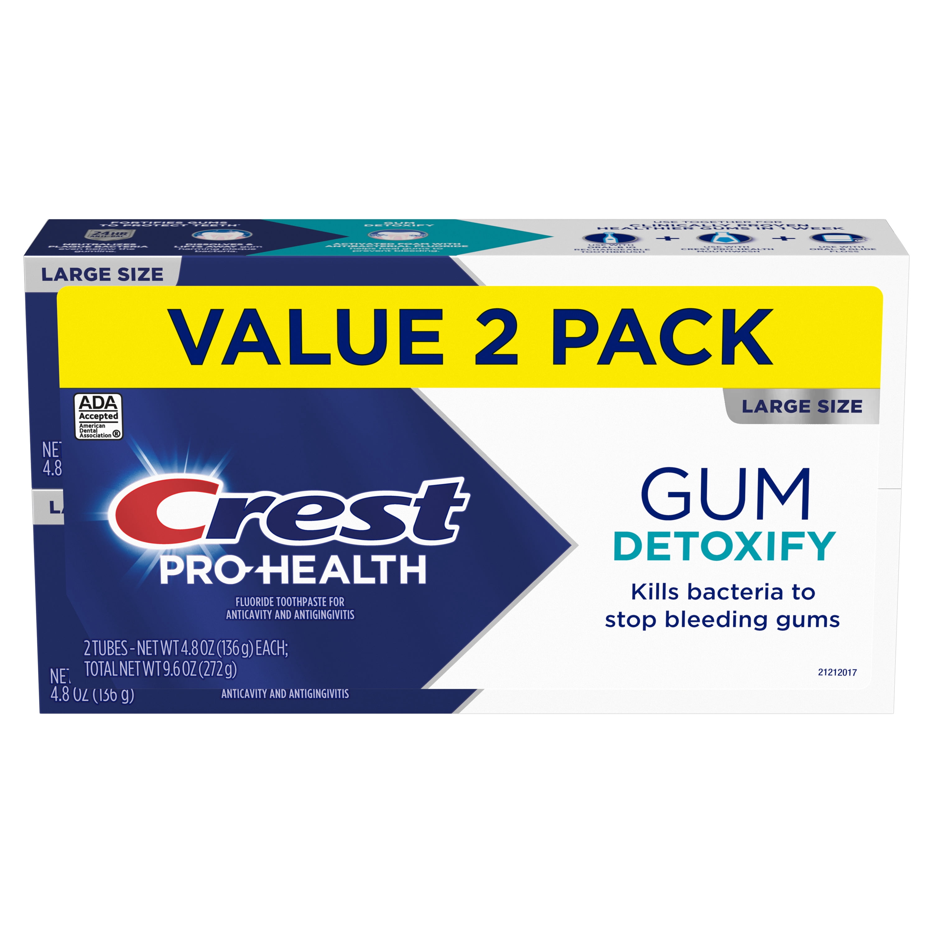 Crest Pro-Health Gum Detoxify Toothpaste 4.8 oz Twin - Anticavity, Antibacterial fluoride Toothpaste, Clinically Proven Gum, Sensitive, and Enamel Protection, Plaque Control