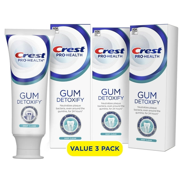 Crest ProHealth Gum Detoxify Toothpaste, Deep Clean, 3.7 oz, 3 Pack