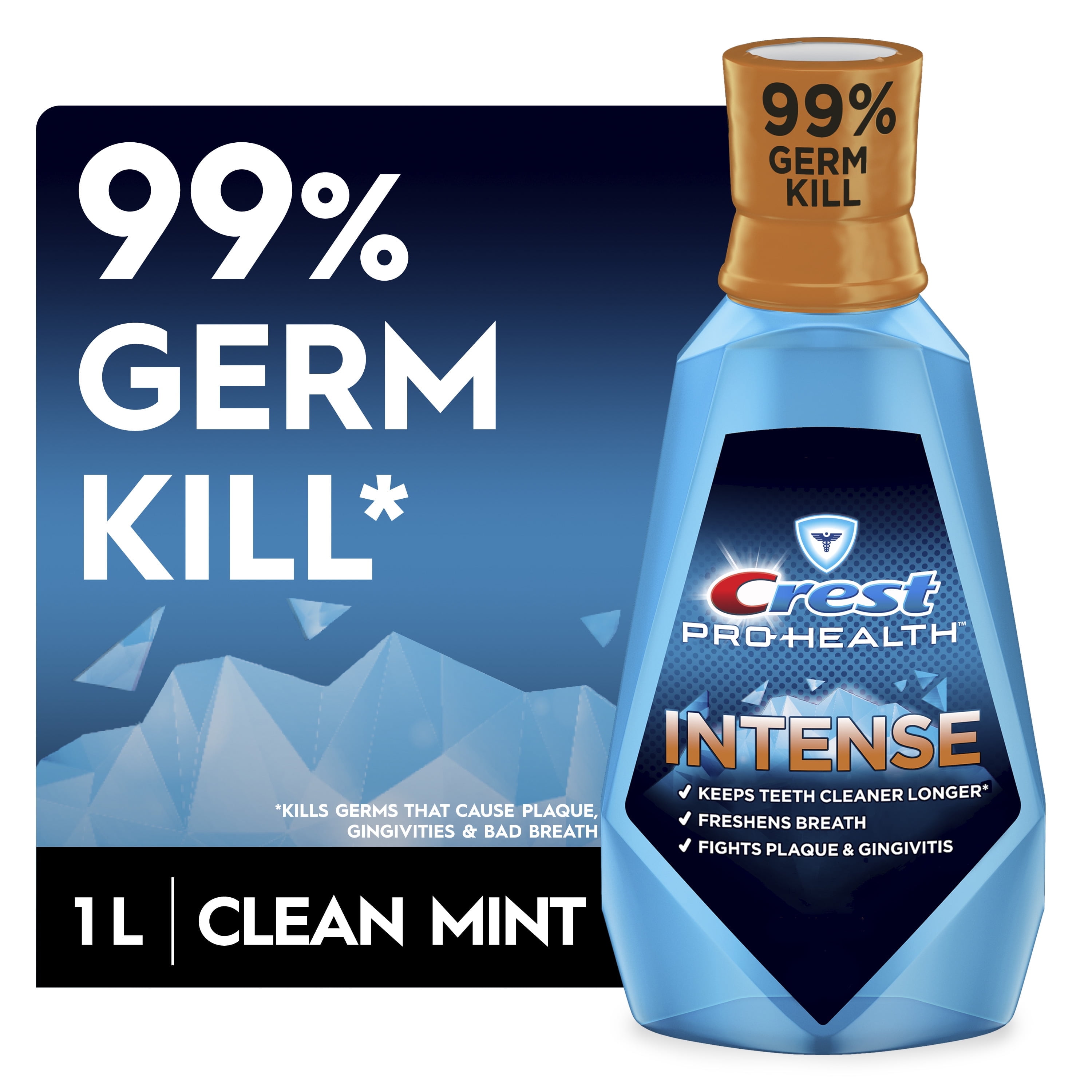 Crest Pro-Health Intense Mouthwash, Clean Mint, 1 L