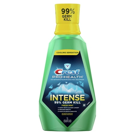 Crest Pro Health Intense Mouthwash, Fresh Mint, 1L (33.8 fl oz)
