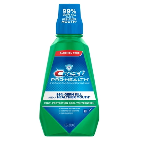 Crest Pro-Health Multi-Protection Alcohol Free Gingivitis Protection Mouthwash, Cool Wintergreen, 1 L