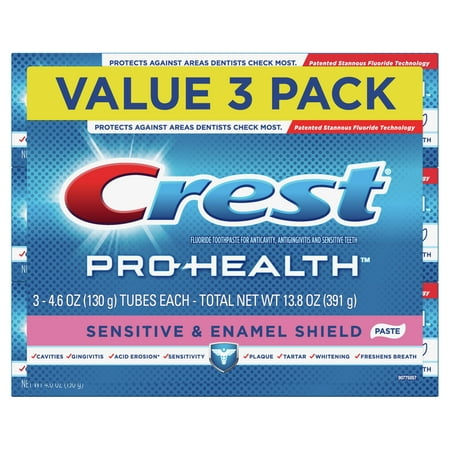 Crest Pro-Health Sensitive & Enamel Shield Toothpaste, 4.6 oz, Pack of 3