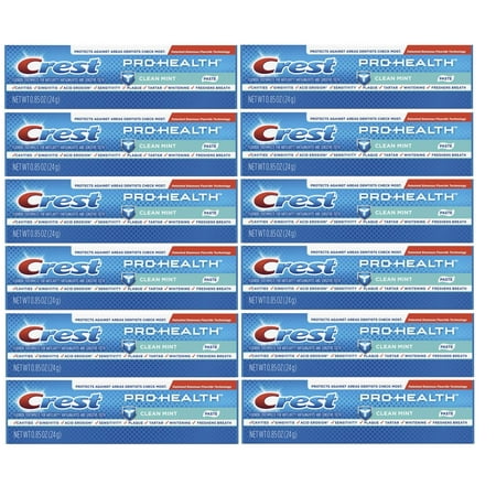 Crest Pro-Health Toothpaste, Clean Mint, Travel Size, TSA Approved, 0.85 Ounce (Pack of 12)