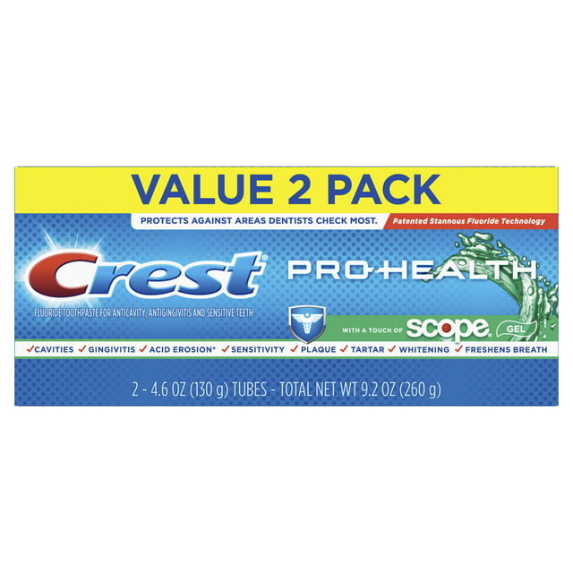 Crest Pro-Health with a Touch of Scope Whitening Toothpaste, 4.6 Oz (2 Pack)