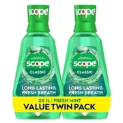 Scope Mouthwash, Classic, Fresh Mint, 1L, pack of 2
