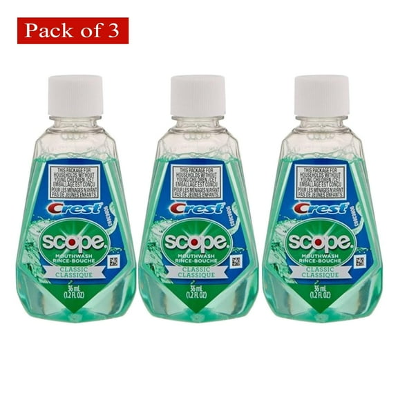 Crest Scope Classic Original Mint Mouthwash 36ml (Pack of 3)