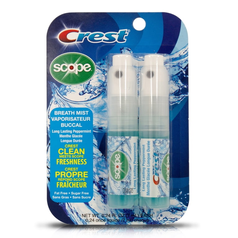 menthol spray for tobacco Crest Scope Peppermint Breath Mini Spray, Long Lasting, 0.24 fl oz, Pack of  2