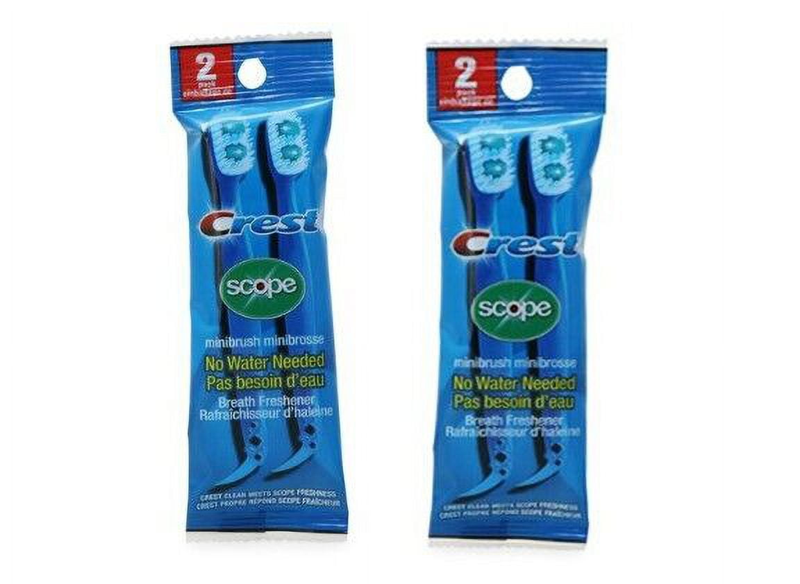 Crest Scope Mini Brushes Toothbrushes No Water Needed, Lot of 2 Packs