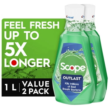 Crest Scope Outlast Mouthwash, Fresh Mint, 1 L, 2 Pack