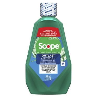 Crest Scope Outlast Mouthwash, Fresh Mint, 100mL, 3.3 fl oz