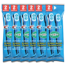 Crest Scope Water-Free Mini brushes, 2Ct Pack - Disposable Toothbrushes with Toothpaste Dual Ended Toothpick Bristles Brush for Work Travel Quick Fresh Breath Hygiene, Set of 6 - 12 Minibrush Total