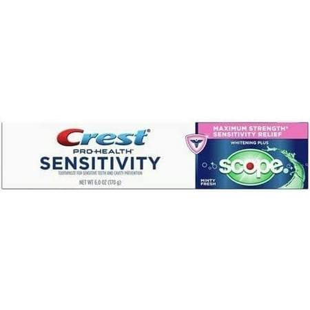 Crest Sensitivity Whitening and Scope Minty Fresh Toothpaste, 6 oz