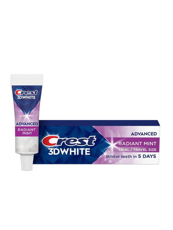 Toothpaste, 3D White Advanced Teeth Whitening Toothpaste, Radiant Mint, .85 oz Travel Size