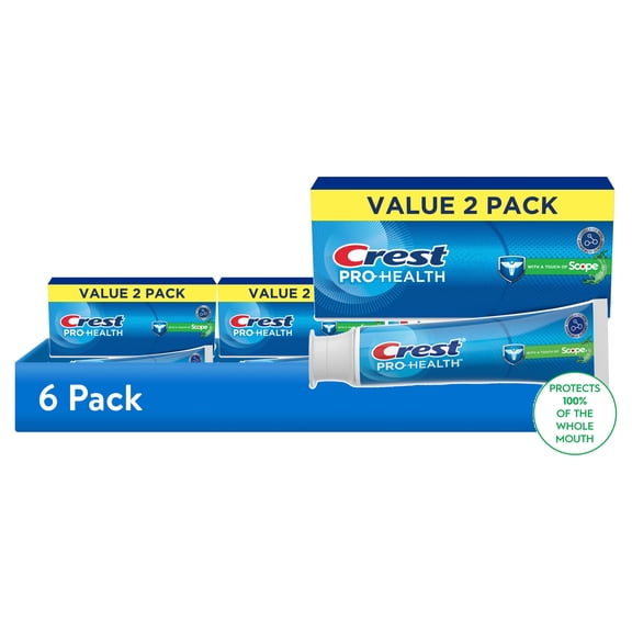 (6 pack) Crest Toothpaste, Pro-Health Toothpaste Plus Scope 4.3oz Twin