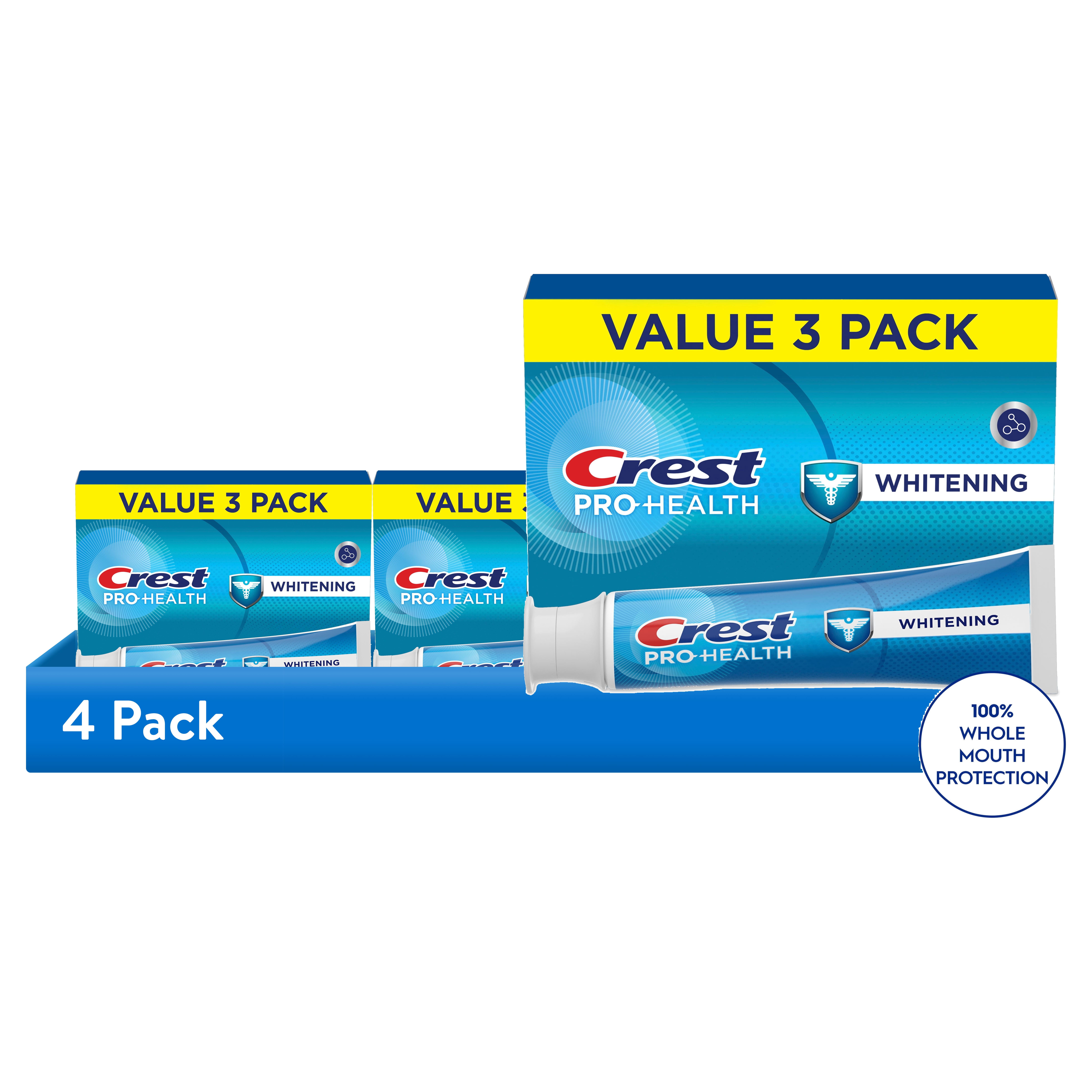 (4 pack) Crest Toothpaste, Pro-Health Whitening Toothpaste, 4.3oz, Triple Pack