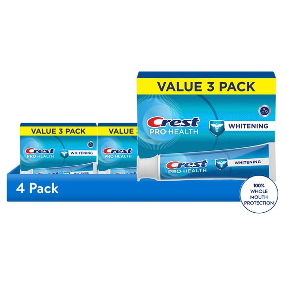 (4 pack) Crest Toothpaste, Pro-Health Whitening Toothpaste, 4.3oz, Triple Pack