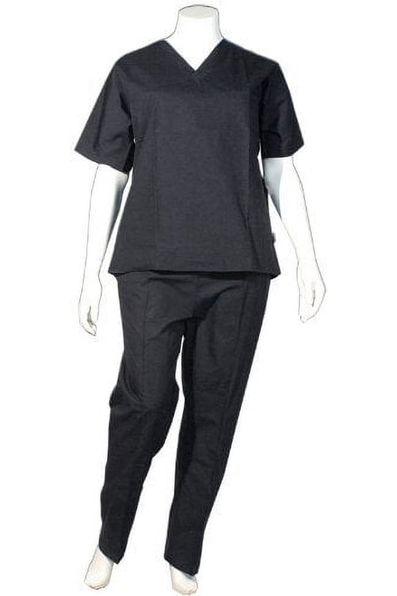 Crest Unisex Scrub Uniform Set - Pack of 3 Sets - Black (Small-Regular)