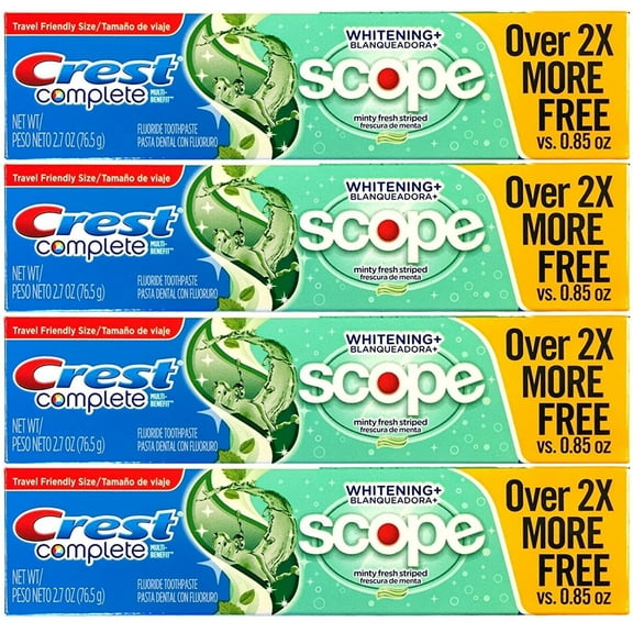 Crest Whitening Plus with Scope Toothpaste Minty Fresh Striped 2.70 Oz (Package of 4)