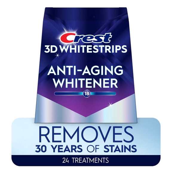 Crest 3DWhitestrips Anti-Aging Whitener At-Home Teeth Whitening Kit, 24 Treatments