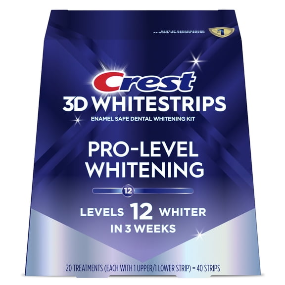 Crest 3DWhitestrips Pro-Level Whitening At-Home Teeth Whitening Kit, 20 Treatments, 12 Levels Whiter