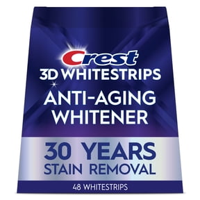 Crest 3DWhitestrips Anti-Aging Whitener At-Home Teeth Whitening Kit, 24 Treatments, 18 Levels Whiter