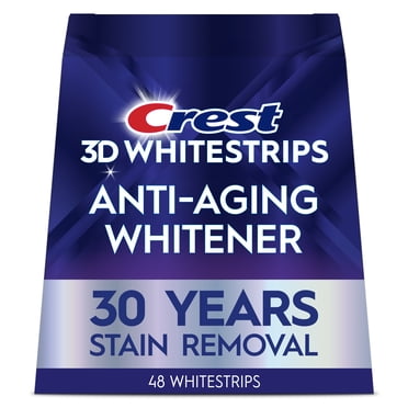 Crest 3DWhitestrips Anti-Aging Whitener At-Home Teeth Whitening Kit, 24 Treatments, 18 Levels Whiter