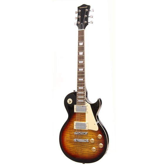 CrestWood Les Paul Style Single Cutaway Electric Guitar- Tobacco Brust