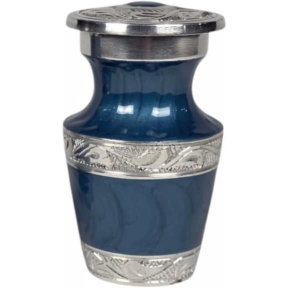 Cresta Modern Small Keepsake Urn for Human Ashes 3 x 2 x 2 Inches - Small Cremation Urn, Aluminum Urn - Decorative Mini Urns for Human Ashes with Secure Lid - Blue