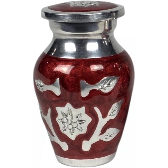 Cresta Modern Small Keepsake Urn for Human Ashes 3 x 2 x 2 Inches - Small Cremation Urn, Aluminum Urn - Decorative Mini Urns for Human Ashes with Secure Lid - Glossy Ruby Red