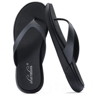 Crestar Comfortable Thong Flip Flops for Women,Arch Support Womens Summer Beach Sandals, Black