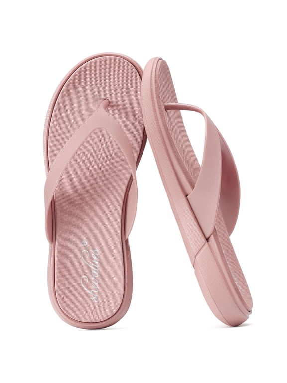 Comfortable Thong Flip Flops for Women,Arch Support Womens Summer Beach Sandals, Pink