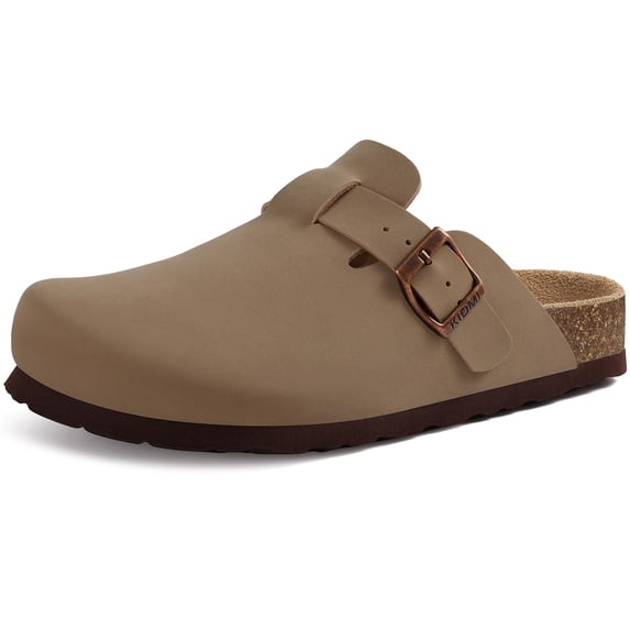 Crestar Genuine Suede Clogs for Women Men, Cork Footbed Leather Mules Potato Shoes Slip on with Arch Support, Apricot