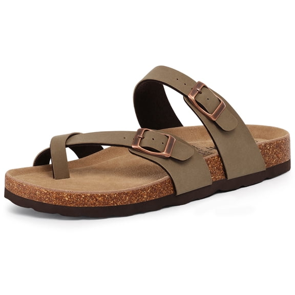 Crestar Women's Clogs Shoes, Genuine Suede Sandals for Women with Arch Support and Adjustable Slide, Grayish Brown